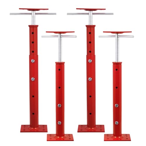 4 Pack House Jacks for Leveling 19''-36''Adjustable Support Jack,17636LBS Max Capacity Each Screw Pole Jack,for Temporary Support for Leveling-Red