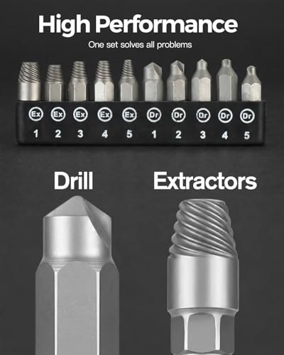 11 PCS Screw Extractor Set with Self-Locking Extension Rod | Fix Stripped & Damaged Screws Fast | All-in-One Tool Kit for DIY & Professionals