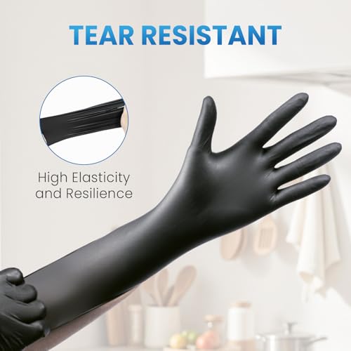 Borje Nitrile Gloves Large, 100 Count Disposable Gloves, Black, Latex & Powder-Free, 6 Mil, Medical Exam, Food Safe, Cooking, Mechanic, Automotive - size: Large