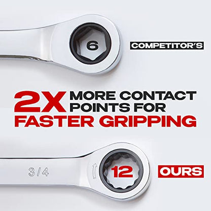 Jaeger 3/4 Inch Ratcheting Wrench with Upgraded 4° Precision and Hardened, Polished Steel for Projects with Tight Spaces - size: 3/4 Inch/SAE