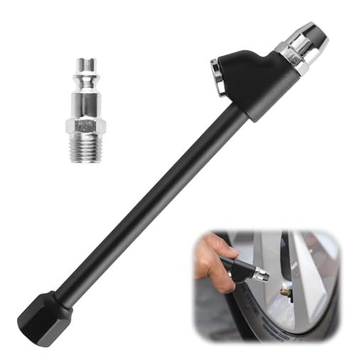 Air Chuck Tire Inflator Tool, 1/4 Inch FNPT Dual Head Tire Air Chuck with Quick Plug, Valve Stem Removal Tool for Tires Plug Kit and Air Compressor, Car Motorcycle Bike Tires Repair