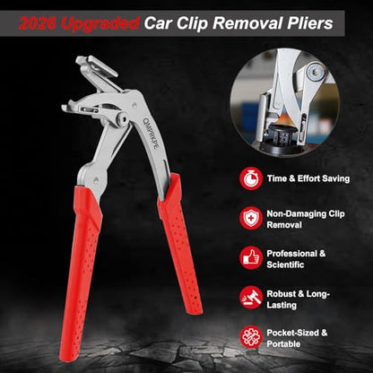 Car Clip Pliers, Trim Removal Tool for Door Panel Clips & Fasteners | Damage-free spring-loaded clip remover with stainless jaws. Ergonomic grip for one-hand use on door panels, bumpers and trim