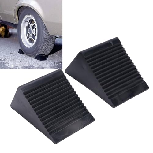 Keenso Wheel Chocks, Wheel Chocks for Trailer Motorcycle Wheel Chock Wheel Chocks 2PCS Mini Rubber Wheel Chock Set 5x3x2-1/2in Premium Wheel Tire Stopper Blocks for ATVs Riding