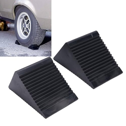 Keenso Wheel Chocks, Wheel Chocks for Trailer Motorcycle Wheel Chock Wheel Chocks 2PCS Mini Rubber Wheel Chock Set 5x3x2-1/2in Premium Wheel Tire Stopper Blocks for ATVs Riding