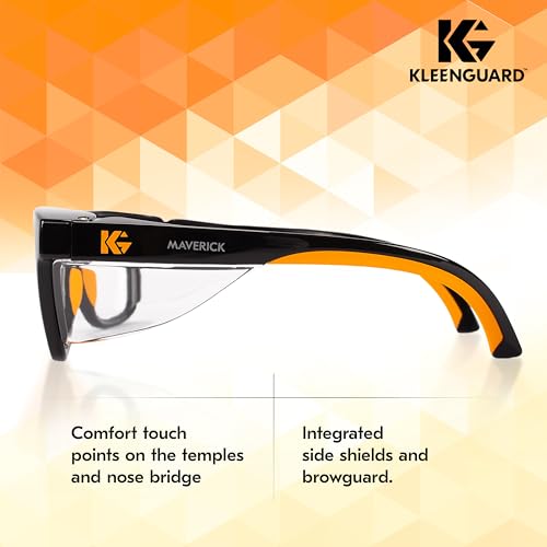 KLEENGUARD unisex-adult Kleenguard Maverick Eye Protection - color: Black Frame Orange Tips