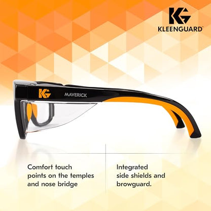 KLEENGUARD unisex-adult Kleenguard Maverick Eye Protection - color: Black Frame Orange Tips