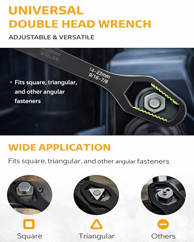 Universal Car Torx Wrench, Universal Self Adjusting Wrench, Double Ended Torx Wrench, Adjustable Double-Sided Wrench, 8-22mm Universal Wrench Receive for Home Car Repair (E(3mm thick/8-22mm)) - color: E(3mm Thick/8-22mm)
