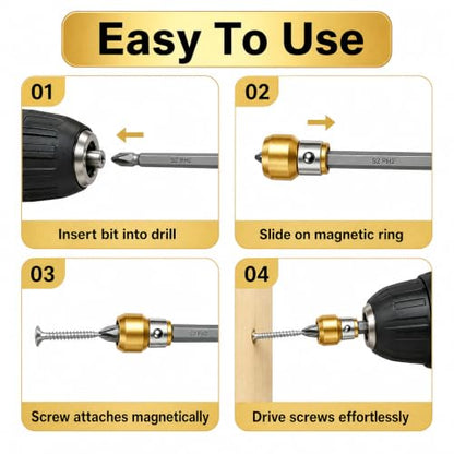 4-Piece PH2 Magnetic Screw-Holding Bit Set,Strong Magnetic Anti-Slip Impact Resistant Drill Bits, Compatible with Power Drivers for Woodworking Automotive Repair