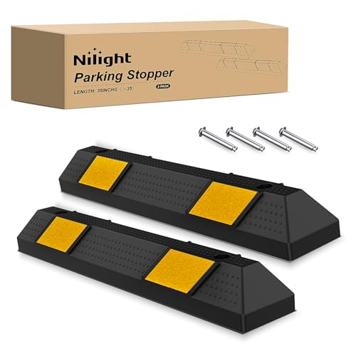 Nilight 36 Inch Parking Curb - 2 Pack Heavy Duty Rubber Garage Driveway Wheel Parking Stopper Blocks for Cars, SUVs, and Trucks - size: 36" 2-Pack