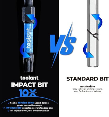 toolant 2” Impact Torx Bits 10pack (T20), 1/4” Hex-Shank S2 Steel Screwdriving Star Bit, CNC Machined Tips Magnetic Power Bits, with Storage Box - size: T20(2"*10pcs)