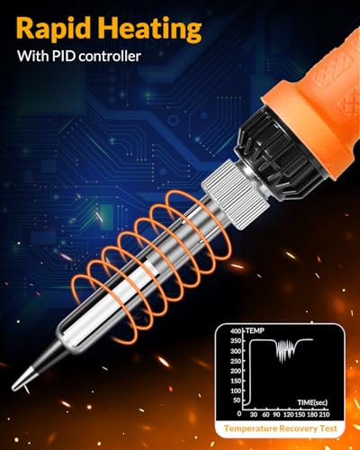 Soldering Iron Kit, 100W High Power Soldering Iron, Fast Heating, Digital Display Temperature Control Accurate 356°F-896°F, Portable Soldering Kit with Protective Cap, Automatic Sleep Mode - color: Light Orange