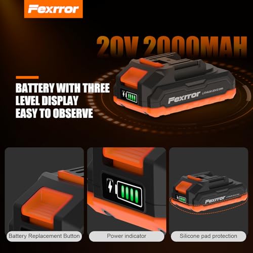 Cordless Oscillating Tool, 20V Oscillating Multi Tool with 2000mAh Battery, 8000-19000RPM, 6 Variable Speed, Dust Port, 3.2° Oscillating Angle, LED Light, Carrying Case for Cutting, Sanding