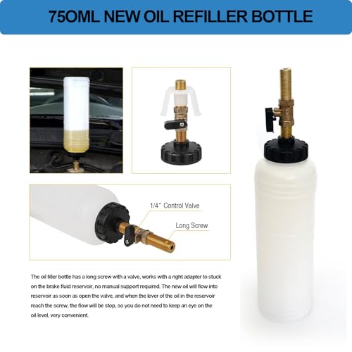 Vacuum Brake Bleeder Kit, 0.9L Vehicle Manual Brake Bleeder Vacuum Pump | with 8 Master Cylinder Adapters, 0.75L Refilling Bottle, One-Person Operation Brake Fluid Bleeder for Car Truck SUV Sedan