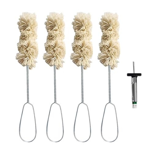 HZEL Car Tire Lubricant Brush Applicator Swab, 4PCS 11.81 Inch Extra Long Handle Vehicle Wheel Lubricant Applicator with 1PC Tread Depth Gauge, Automotive Tire Lube Brush, Universal Fit