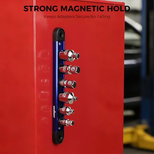 6-Piece Storeable Socket Adapter and Reducer Set with Magnetic Rail, Ratchet Adapter Set 1/4" 3/8" 1/2" Drive, Chrome Vanadium Steel, for Impact Driver & Drill, Organized Holder - style: 6-PCS + Magnetic Rail
