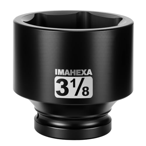 1" Drive Shallow Impact Socket,3-1/8 Inch SAE Jumbo Socket,CR-MO 6 Point for Easy Removal of Large Axle Nut（SAE) - size: 1 Inch Shallow3-1/8", style: 1"Drive Shallow Impact Socket