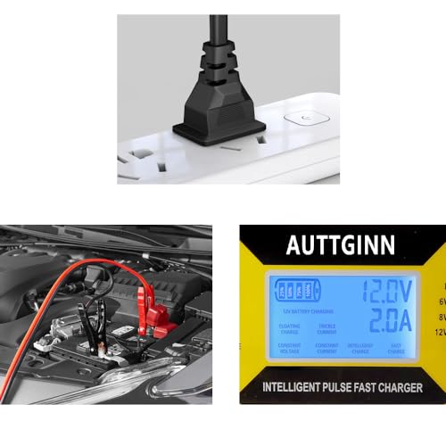 8 Volt Golf Cart Battery Charger 0-14A,6/8/12/14/16/24V Battery Charger Smart Adjustable Car Battery Charger with Upgraded Cable Clamps, Smart Trickle Charger,Battery Maintainer for Car,RV - color: yellow