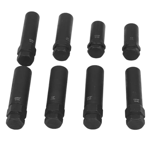 8 Piece Lug Nut Socket Set, Cr Mo Steel Wheel Lock Removal Kit for Twisted Damaged Nuts, Impact Rated Universal Automotive Car Repair Tools with Enhanced Access and Easy