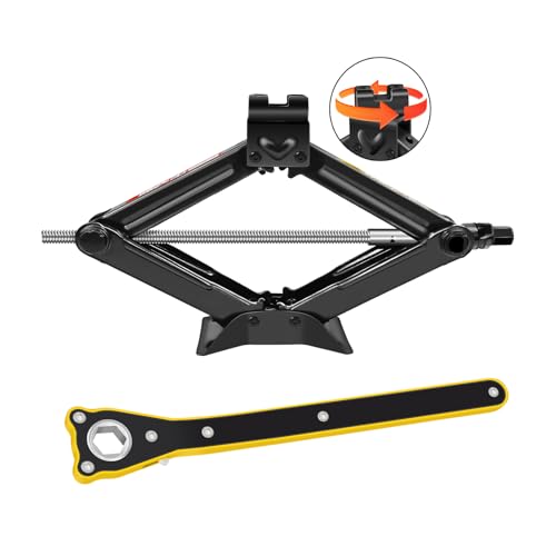 HSHa Car Scissor Jack 2 Ton Scissor Jack for Car SUV Truck Universal Car Emergency Kit Lifting Range 4.33" to 15.35", Portable Tire Jack with Wrench, Black