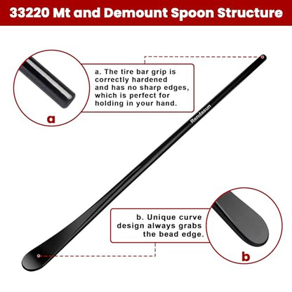 2PCS Tire Bar, 34645 Tire Mount and Demount Iron 37In, 3/4 in | 33220 Mt and Demount Spoon 30 in, 11/16 in, Tire Irons Heavy Duty Used for Off-Road Vehicle, Bus, Cars, Tractor Tubeless Truck Tires… - size: Upgrade Hardness, 2 PCS Set ( 37 in+ 30 in)