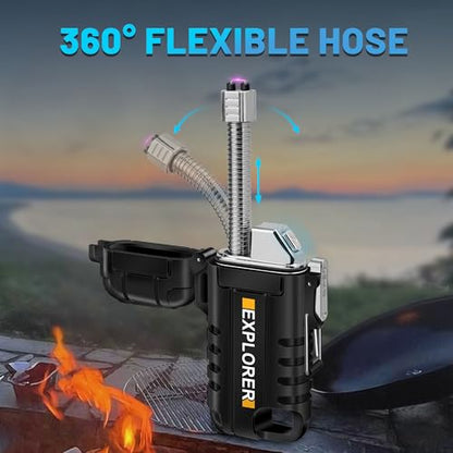 Lafagiet USB C Rechargeable Lighter, 360° Flexible Neck, Wind & Water Proof, Electric Arc Lighters for Candle, Camping - color: F37-bk