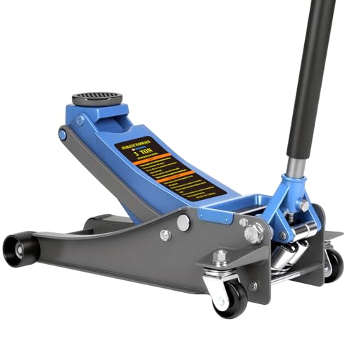 Larbanke 3 Ton Low Profile Floor Jack - Heavy Duty Steel Hydraulic Car Jack with Dual-Piston Rapid Lift Pump, 3.34"-18.5" Lifting Range, Magnetic Parts Tray, Blue - size: 465MM-3T