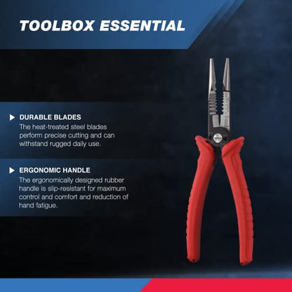 NEIKO 02038A 6-in-1 Wire Service Tool | 8-1/2" Length | Gripper, Crimper, Stripper, Cutter, Extractor, Electrician Pliers - style: 6-in-1 Electrician's Pliers