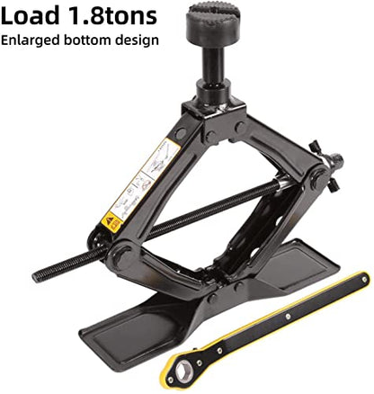 Steel Scissor Jack for Car 1.8 Ton Oversized Base, Portable, Ideal for SUV and Auto, Tire Changing Kit, Ratchet Handle Saving Strength Design (1.8 Ton) - style: Scissor Jack