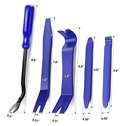 Nilight 5PCS Auto Trim Removal Tool Set for Car Audio Dash Panel Window Molding Fastener Remover Tool Kit - color: Blue, size: 5Pcs