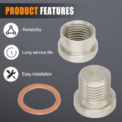 12mm Kit Steel Bung & Steel Plug + Washer Kit Transmission Sump Drain Plug Oil Pan Drain Plug (Weld In)