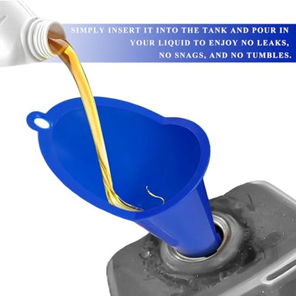 2PCS Oil Funnel, Flexible Multi-Function Automotive Oil Funnel, Spill-Proof Plastic Long Neck Engine Funnels Set for Gas Lubricants Water Diesel Fuel Kerosene, Car Accessories (Blue) - color: Blue, 2 PCS