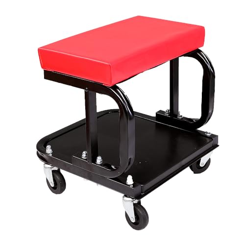 Mechanics Roller Seat, 300 LBS Capacity Rolling Creeper | Garage Padded Rolling Workshop Stool with Tool Tray Storage Creeper Seat Mechanic Stool with Wheels Creepers Automotive