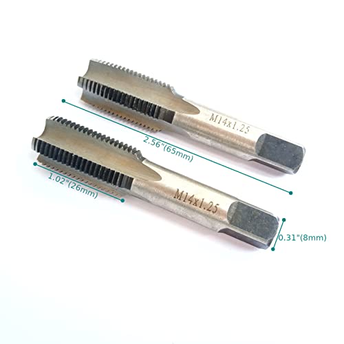 AtticZone M14 x 1.25 Metric Hand Thread Tap, Right Hand, Alloy Tool Steel, 1 Taper Tap, 1 Plug Tap for Metal Working DIY Industrial - size: M14x1.25