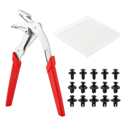 Car Clip Pliers, Panel Clip Removal Tool, Auto Fastener Remover with 15 Trim Rivets for Automotive Plastic Rivets, Push Pin & Door Trim, Damage-Free Disassembly Tool
