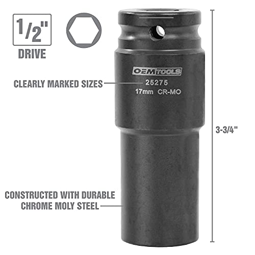 OEMTOOLS 25276 6 Piece Harmonic Balancer Puller Socket Set, Crankshaft Bolt Removal Tool Heavy Duty Impact Sockets, Harmonic Balancer Socket 17mm -27 mm, Chrome Moly Steel, 1/2" Drive - style: 6 Pack