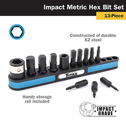 Titan 16038 13-Piece Metric Impact Grade Hex Bit Set - style: Impact