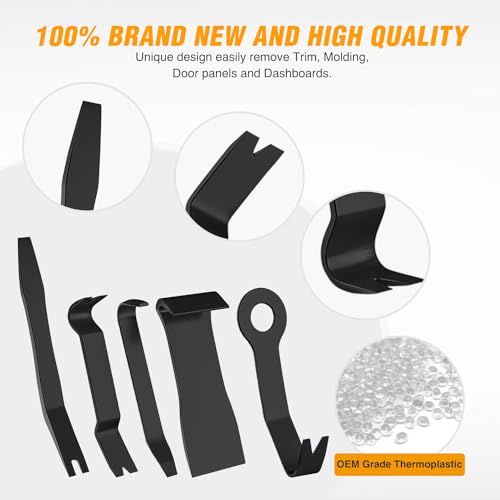 GOOACC 5PCS Auto Trim Removal Tool Kit No-ScratchTool Kit for Car Audio Dash Window Molding Fastener Remover Tool Kit-Black - color: Black, size: 5PCS Trim Removal Tool