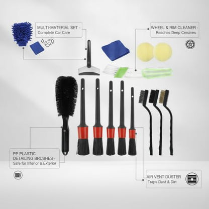 Interior Vents & Wheel Spoke Cleaning Kit, Car Detailing Brush Set with PP Plastic Tools for Dashboard and Exterior Crevices - size: 12.99 x 4.33 x 2.17 in