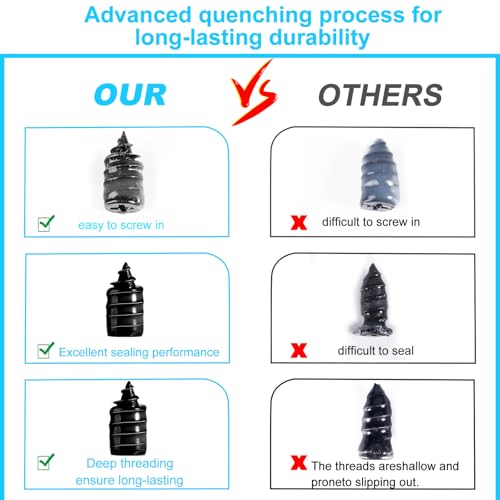 60 PCS Premium Tire Repair Rubber Nails Kit, Portable Screw in Tire Plugs with Screwdriver, Tire Plug Screw for Repairing Punctures in Vacuum Tires, Quick Self-Service Emergency Tire Repair Solution