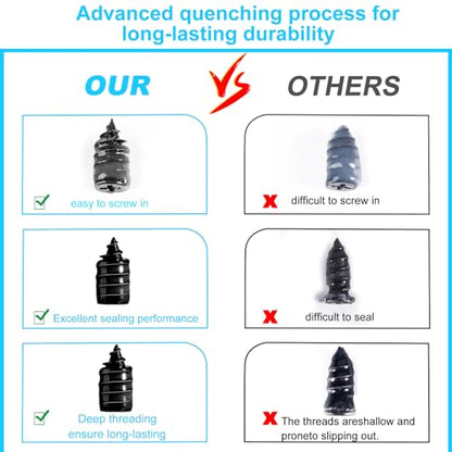 60 PCS Premium Tire Repair Rubber Nails Kit, Portable Screw in Tire Plugs with Screwdriver, Tire Plug Screw for Repairing Punctures in Vacuum Tires, Quick Self-Service Emergency Tire Repair Solution