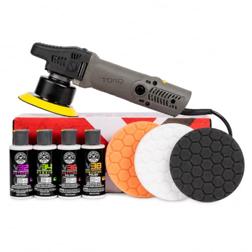 Chemical Guys, TORQX Random Orbital Polisher Kit, 700W Motor, 9-Piece Set | 9mm dual-action throw with polishing pads, compound and polish, easy paint correction for beginners and pros, glossy finish - size: 9 ITEM KIT
