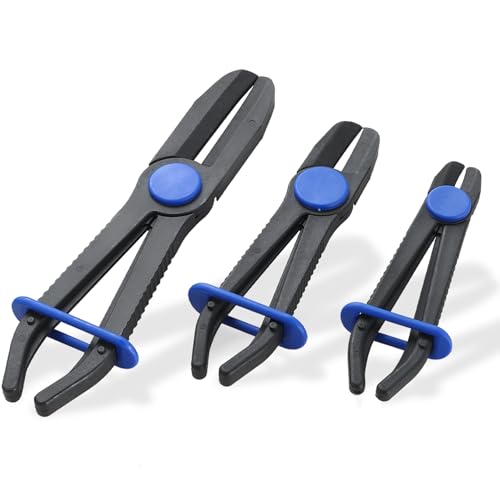 3PCS Hose Clamp Pliers Set | Versatile Hose Pinch Off Pliers, Line Clamp Pliers Set Straight for Flexible Hoses, Brake Hoses, Fuel Lines (3PCS, Straight) - style: 3PCS, Straight