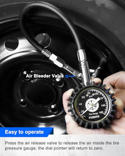 Tire Pressure Gauge for Cars Schrader and Presta 160 PSI, Road Bike Tire Air Pressure Gauge Luminous Dial, Suitable for Car, Motorcycle, Bike, SUV and Truck - size: 160PSI Schrader/Presta