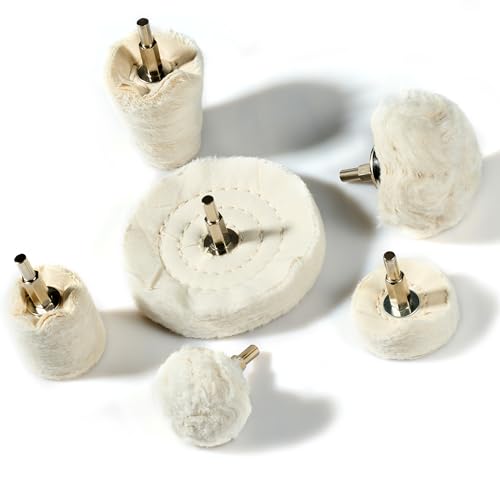 6 Pcs Polishing Wheel Kit with 1/4" Hex Shafts for Drill, Polisher - Fits Electric & Pneumatic Tools for Metal, Wood, Jewelry, Glass, Ceramic Surface Car Polishing