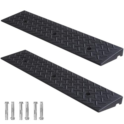 2 Pack Rubber Curb Ramps Driveway ramp, 2" H, 39.4" L, 9.8" W, Heavy Loading (6600LB)/3 Ton Capacity, Threshold, Motorcycle, Loading, Bikes, Wheelchairs Ramps - size: 2" Rise