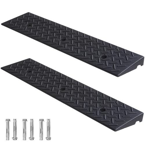 2 Pack Rubber Curb Ramps Driveway ramp, 2" H, 39.4" L, 9.8" W, Heavy Loading (6600LB)/3 Ton Capacity, Threshold, Motorcycle, Loading, Bikes, Wheelchairs Ramps - size: 2" Rise