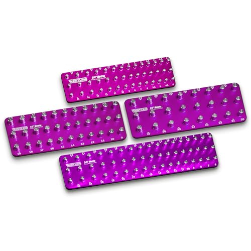 Westling USA Premium Aluminum Professional 4 Piece Metric Socket Tray/Organizer Set, Holds 150 Metric Sockets (Purple) - color: Purple