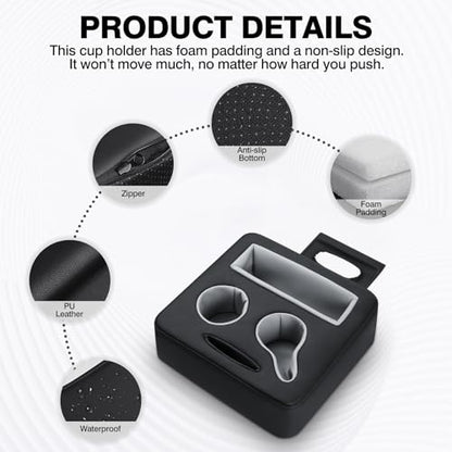 Autorder Back Seat Cup Holder for Car, Couch Cup Holder, Car Truck Boat RV Organizer, Holds Coffee Cups, Books, Phones, Remote Controls - PU Leather Black - color: Standard Version