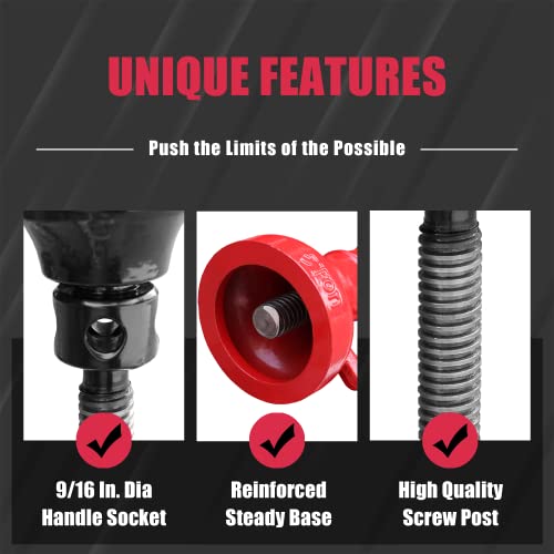 Big RED ASJ20R Torin Professional Car Support Screw Jack for House Construction Bridge Stabilization, 20 Ton (40,000 lb) Capacity, Red - size: 20 Ton (40,000 LBs), style: Support Jack