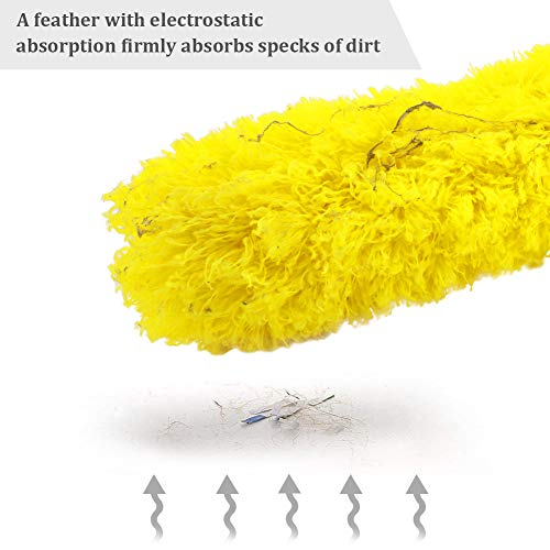 DELUX Microfiber Feather Duster Extendable Cobweb Duster with 100 inches Extra Long Pole, Bendable Head & Scratch-Resistant Hat for Cleaning Ceiling Fan, High Ceiling, Blinds, Furniture & Cars - color: Yellow